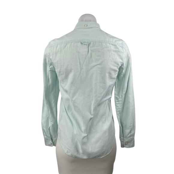 Gap The Fitted Boyfriend Women's Mint Green Long Sleeve Button Down Shirt Top XS - Picture 2 of 5